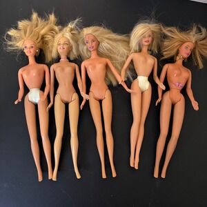 Lot of 5 Vintage Barbie Dolls Mattel 90s Butterfly Art Surf Hip 2 Twist Blonde